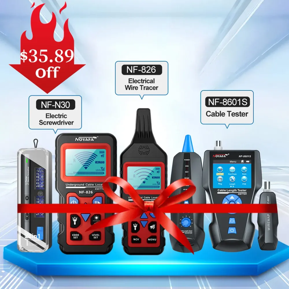 Noyafa NF-8601S TDR Cable Tester + NF-826 Cable Tracer + NF-N30 Handzaam Cordless Electric Screwdriver