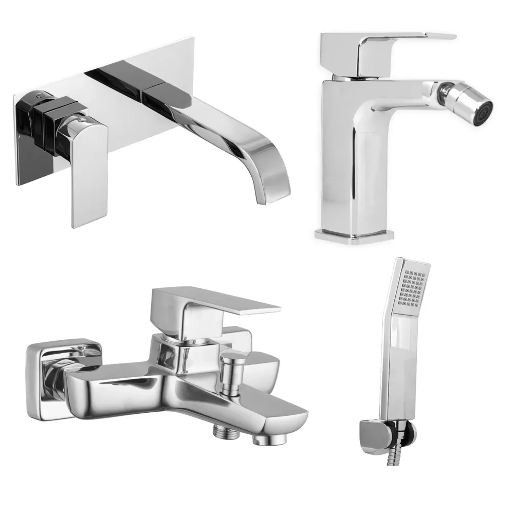 Composition built- mixers sink, bidet, and Nix bathtub chrome-plated geel koper
