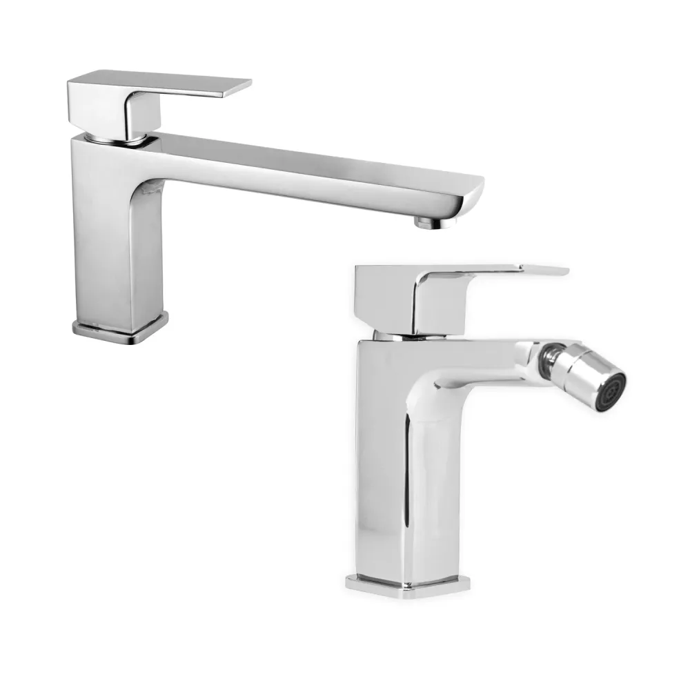 Pair extra lang basin and bidet mixers Nix series chrome-plated brass