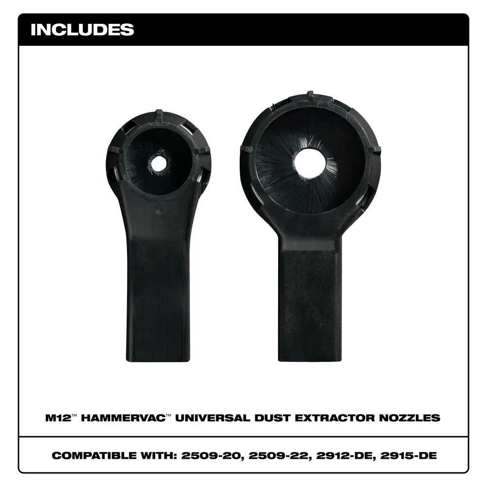 MILWAUKEE M12™ HAMMERVAC™ Breed inzetbaar Dust Extractor Nozzles