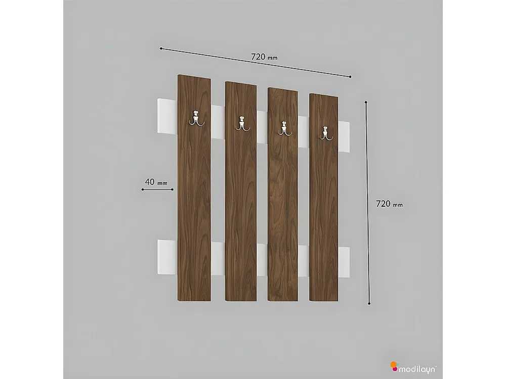Porte-Manteau Murale Morena, Noyer, 72x4x72 cm, EPIKASA - Met Garantie