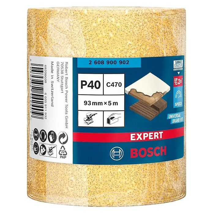 Bosch Expert Schuurpapier - b x l: 93 mm x 5 m, Korreling: 40