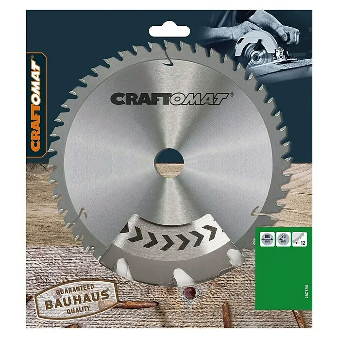 Craftomat Cirkelzaagblad HM - 190 mm, Boorgat: 30 mm, 12 st.