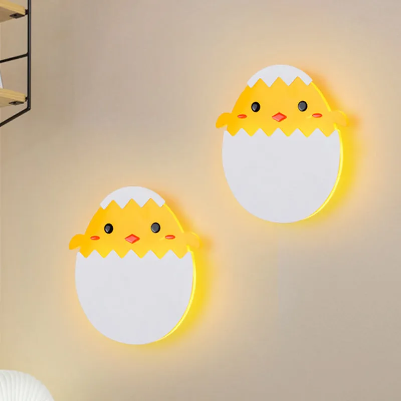 Eggette/Dinosaurus Wandverlichting Cartoon Acryl LED Groen/Geel Wandkandelaar Lamp Wit/Warm Zwak voor Kinderen Nachtkastje