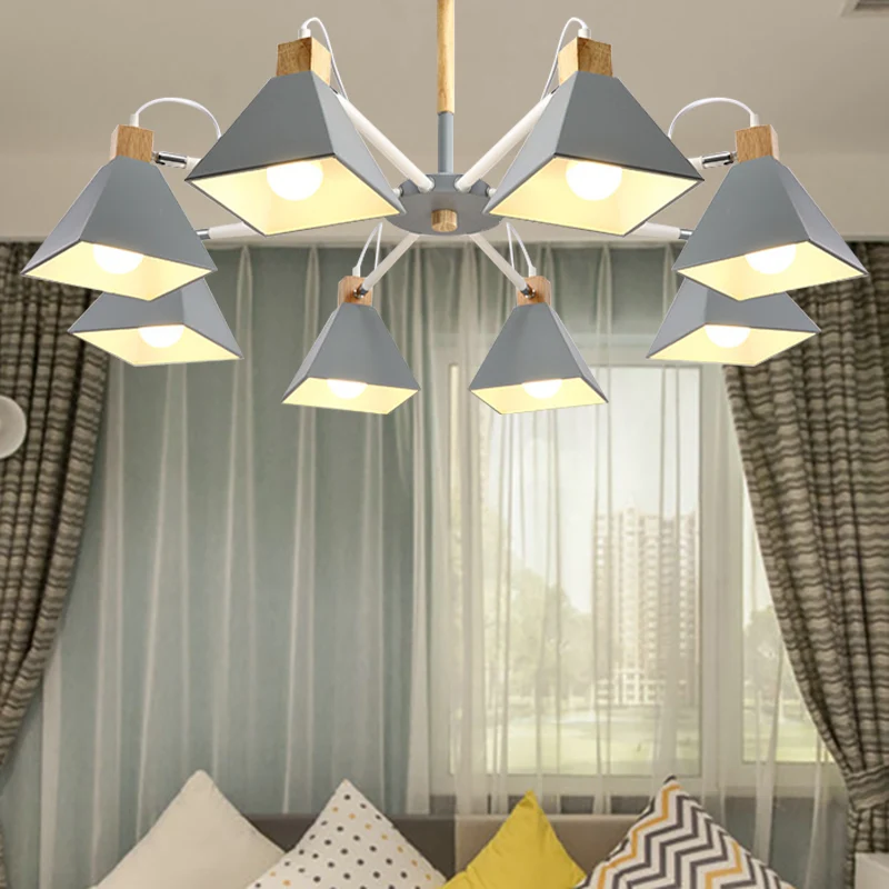 Undertint Pyramid Shade kroonluchter achtkoppige Macaron metalen hanglamp voor eetkamer voor Binnen en Buiten