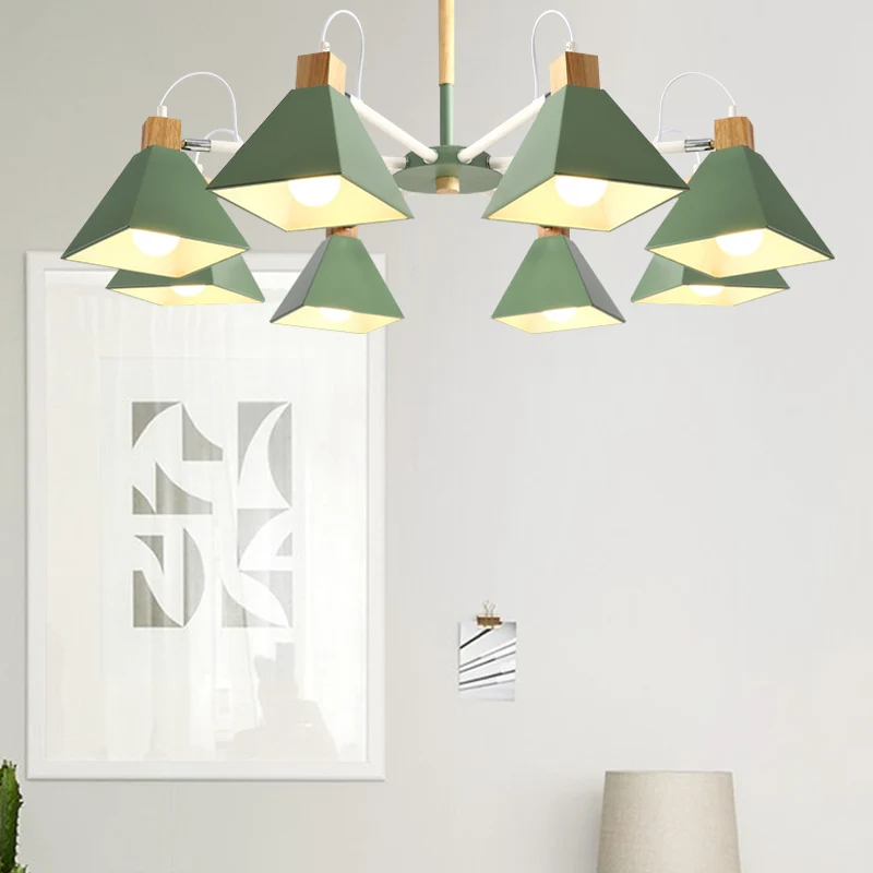 Undertint Pyramid Shade kroonluchter achtkoppige Macaron metalen hanglamp voor eetkamer voor Binnen en Buiten