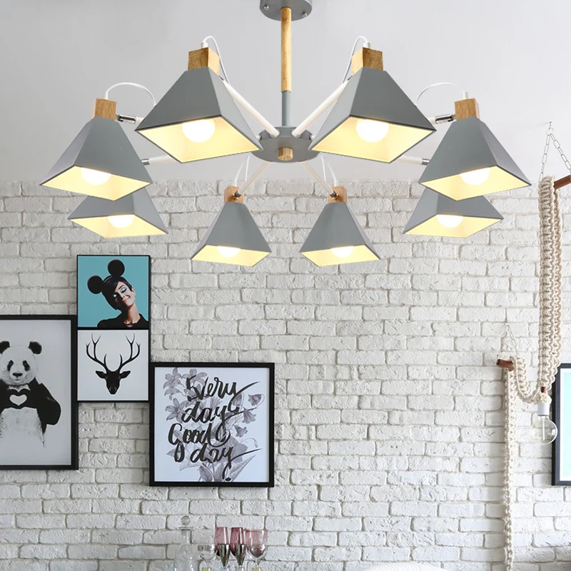 Undertint Pyramid Shade kroonluchter achtkoppige Macaron metalen hanglamp voor eetkamer voor Binnen en Buiten