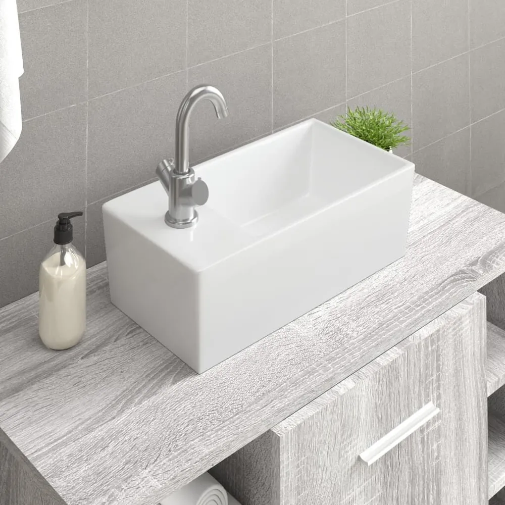 Professionele Kwaliteit Wasbak 48x25x15 cm keramiek wit