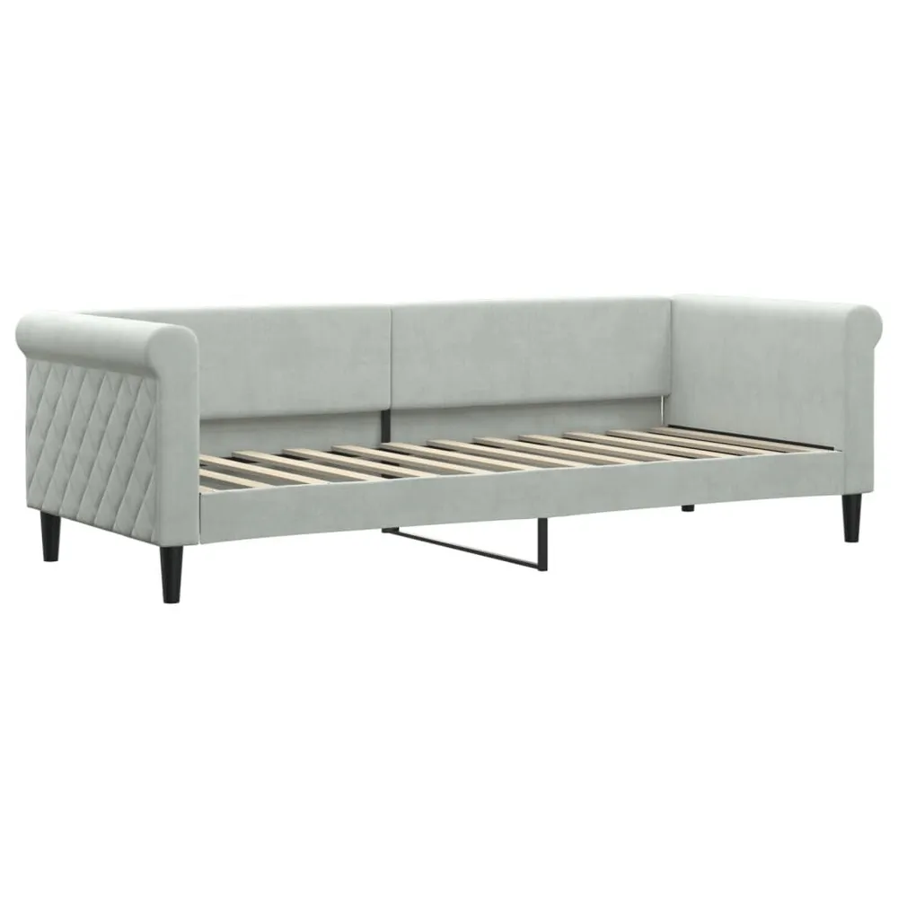 Slaapbank onderschuifbed matrassen 80x200 cm fluweel lichtgrijs