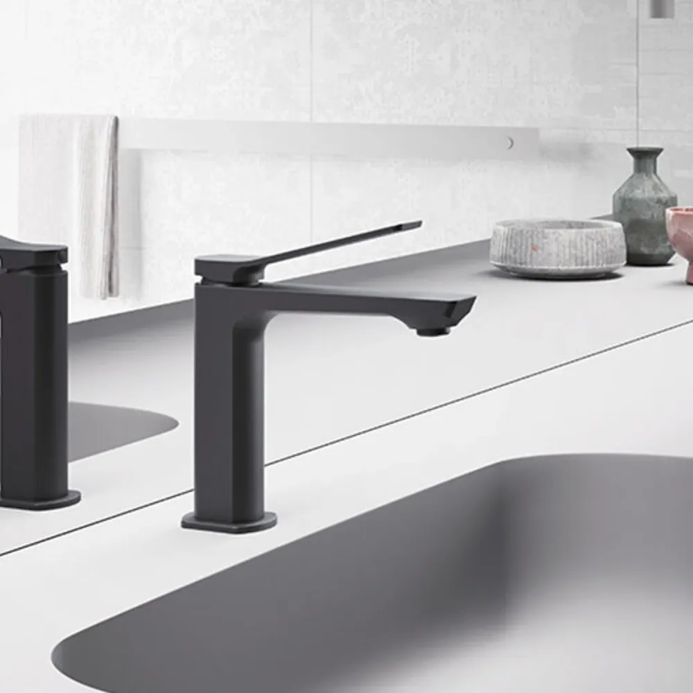 Basin mixer automatic drain Paffoni Tilt Matte Koolzwart met 6 Mondstukken