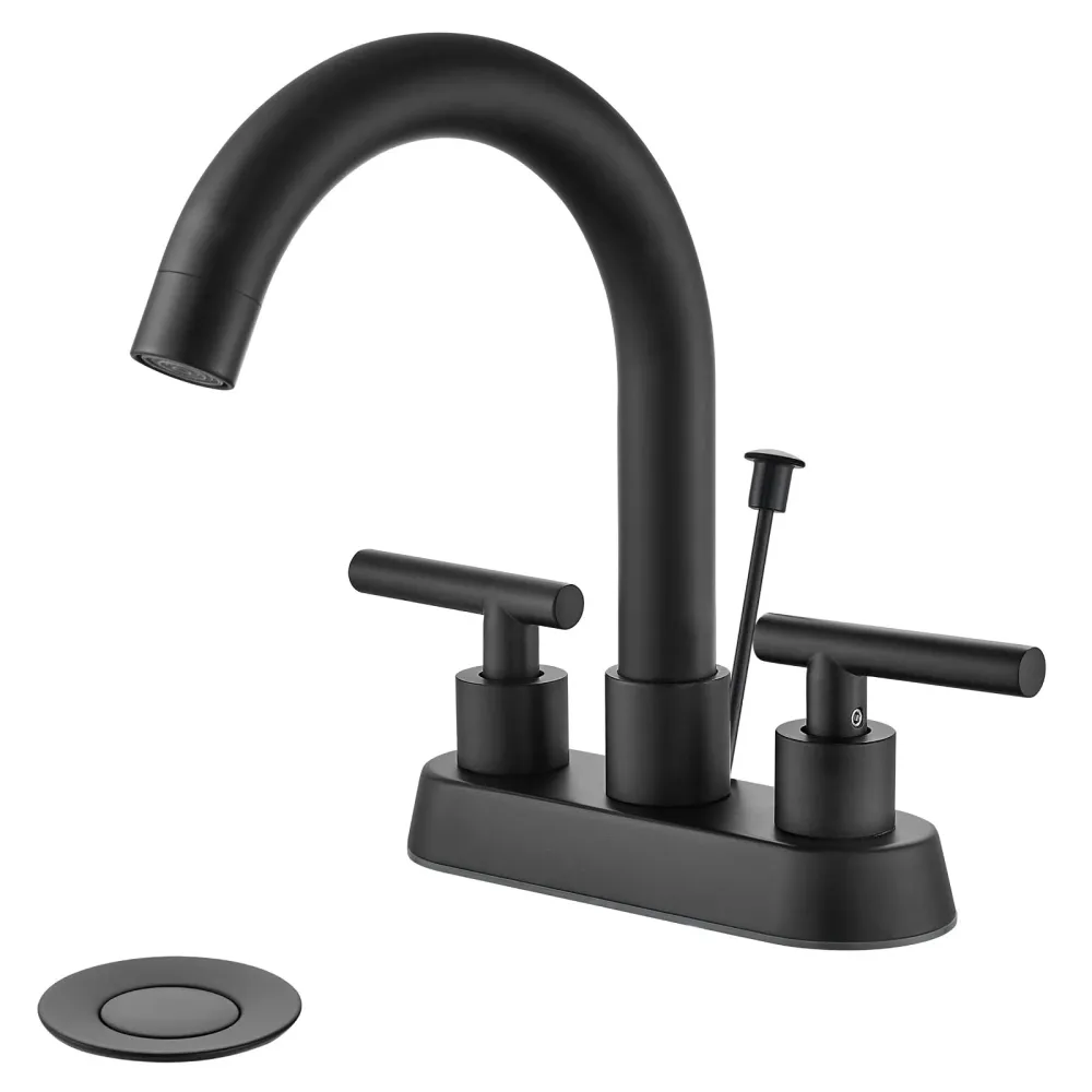 4 inch centerset badkamerkranen met hefstang afvoerstop badkamer wastafel kraan 3 gaten dubbele handgreep ijdelheid kraan...