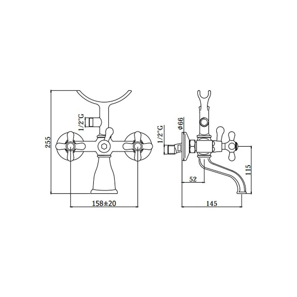 Luxury bathtub faucet fork IRIS series model IRV022CO verchroomd gold Paffoni