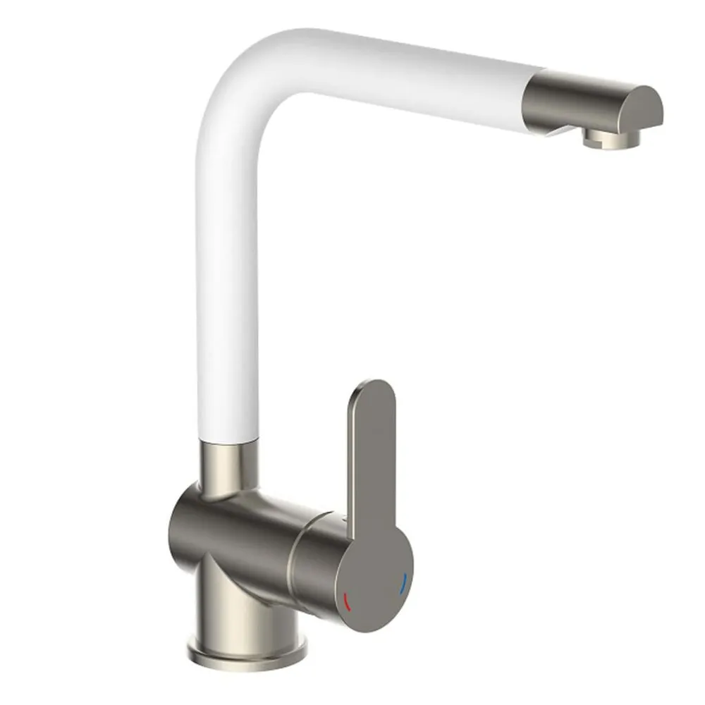 SCHÜTTE Eenknopsmengkraan met hoge uitloop RIO roestvrij staal matwit Compatibel met 40-110mm Buizen