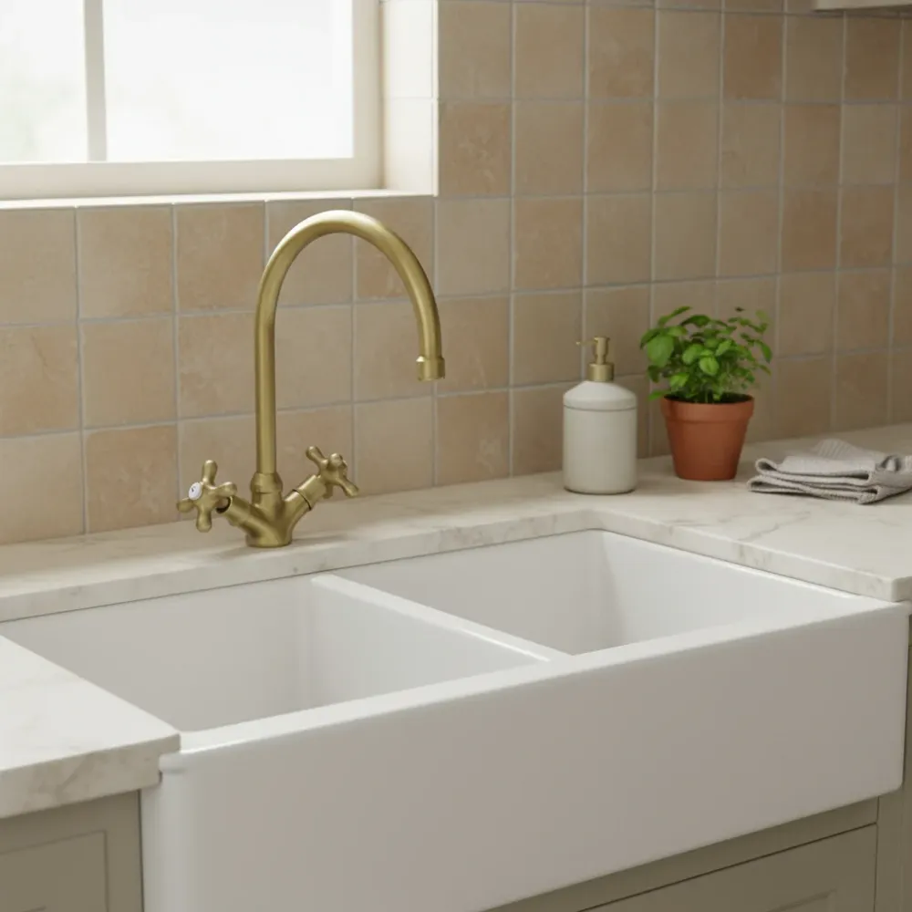 Single-hole sink group tweevoudig lever Iris series model IRV180BR Bronze Paffoni