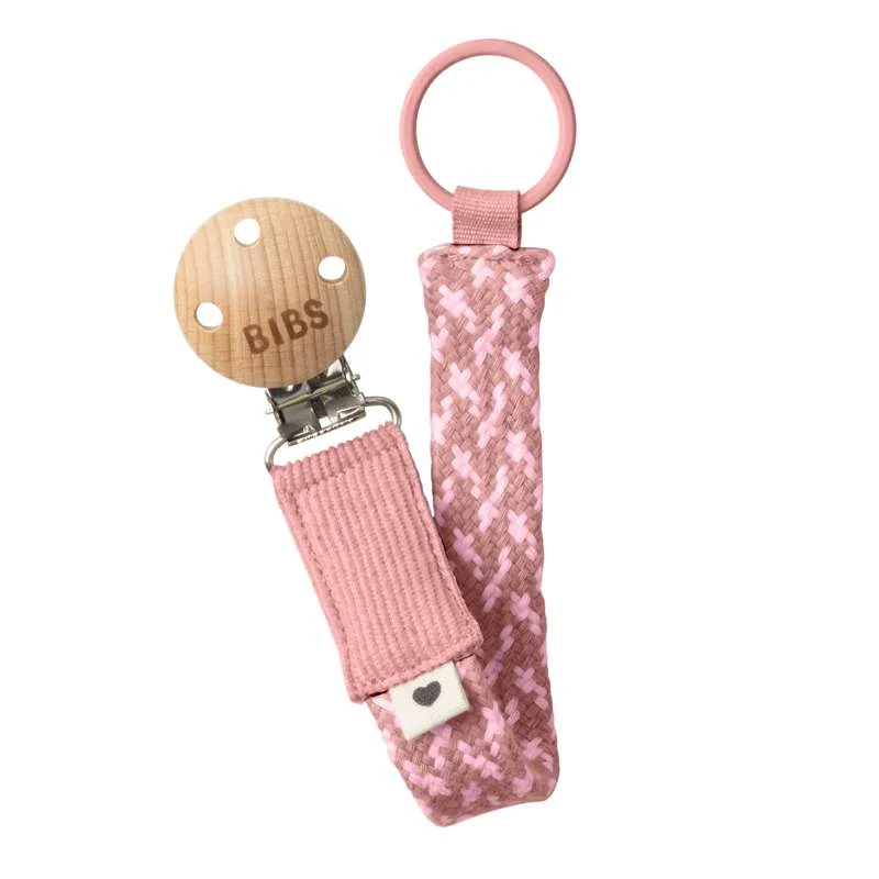 BIBS Accessoires - Paci Braid Fopspeenkoord - Stofroze/Babyroze