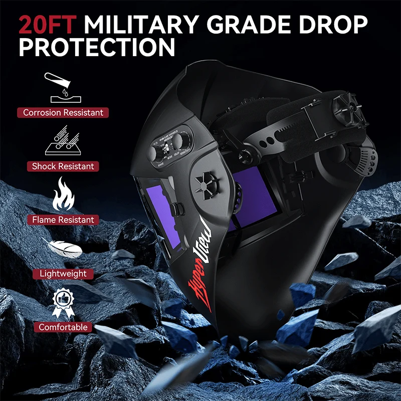 Panoramic Auto Darkening Welding Helmet Zwart Hyperview X300