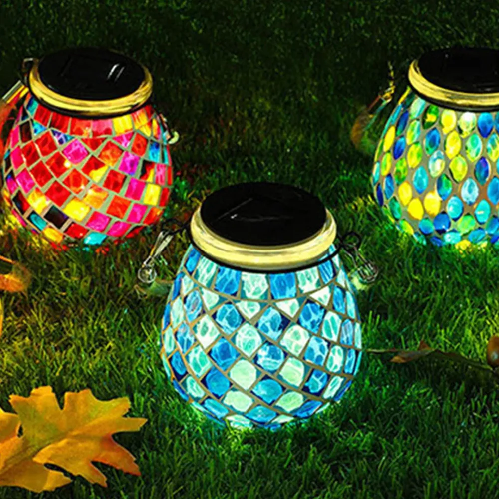 Handgemaakte Gekleurde Solar Buitenlamp – Stained Glass met Magisch Lichtspel Lumio