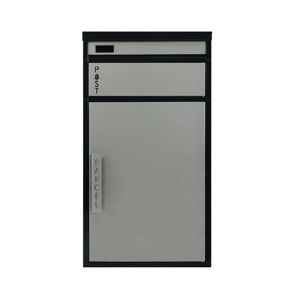 Safepost pakketbrievenbus 65 Tiamat met plat dak zilvergrijs RAL 9006/antracietgrijs RAL 7016