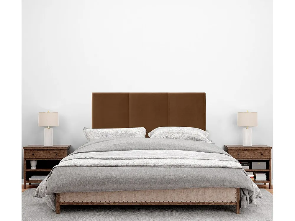 DHOME Glad fluwelen hoofdeinde met drie panelen 145x50cm bedden 135/140 - Bruin | Vandalismebestendig | Weerbestendig