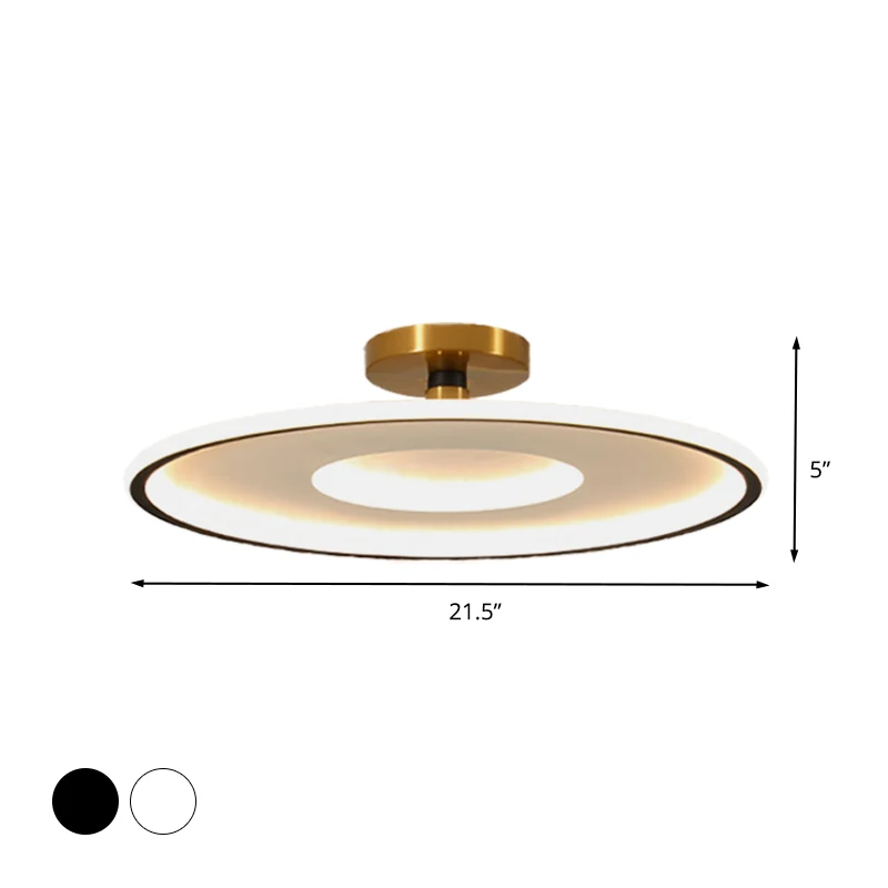Acryl platte semi-inbouw eenvoudige witte en gouden/zwarte en gouden LED intens bij plafondlamp warm/wit licht, 18"/21,5"...