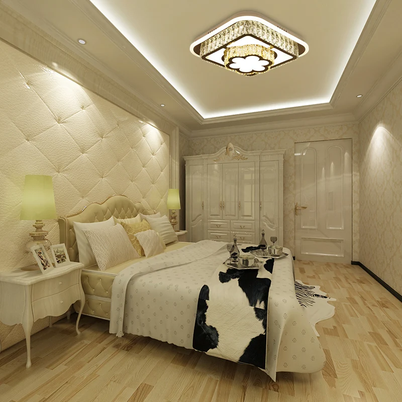 Modernisme vierkante/bloem inbouwplafondlamp Helder Kristal LED compact bij plafondlamp wit voor slaapkamer met Lange Kabel
