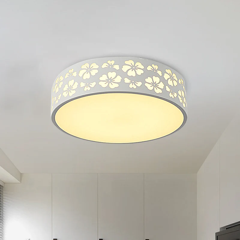 Premium LED IJzeren gesneden trommelplafondverlichting Modernistische witte LED-inbouwlamp met verzonken diffuser, 12"/16"...