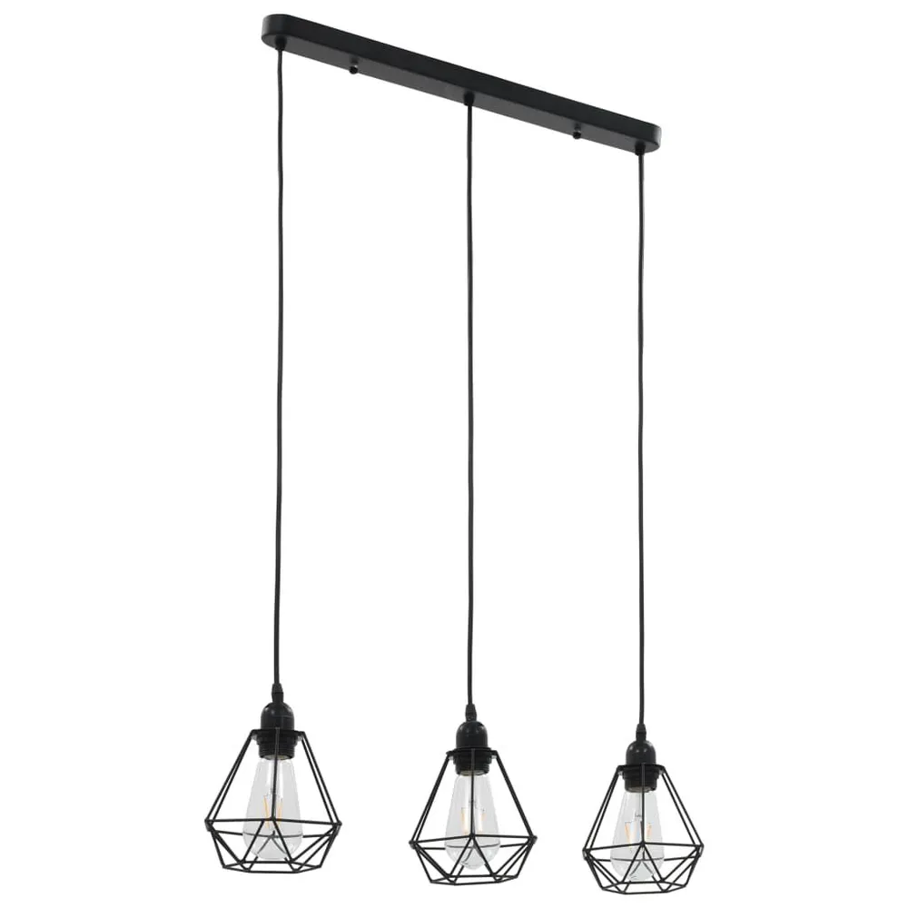 Plafondlamp met diamantvormig 3xE27 zwart - 60cm Diameter