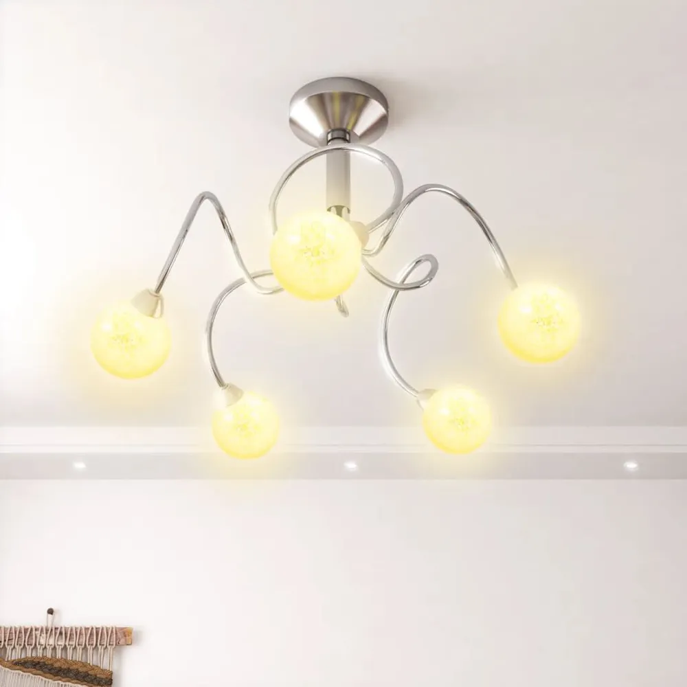 Plafondlamp met glasbollen rond 5xG9