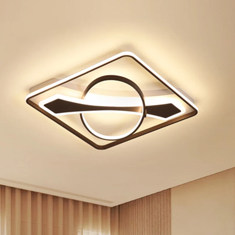 Vierkant/rechthoekig acryl plafondverlichting eigentijds 16"/23,5" W LED zwarte inbouwlamp warm/wit zacht