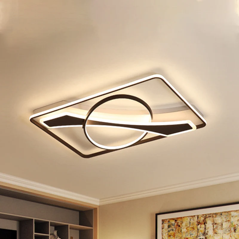 Vierkant/rechthoekig acryl plafondverlichting eigentijds 16"/23,5" W LED zwarte inbouwlamp warm/wit zacht