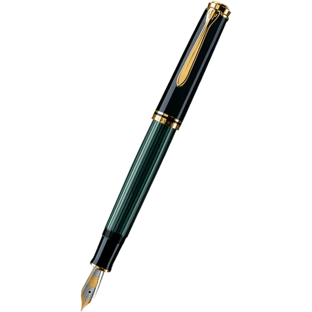 Pelikan Souveran Fountain Pen - M800 Black & Mosgroen Stripe