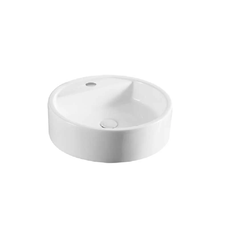 Round countertop washbasin melkwit ceramic diameter 49 cm overflow voor Tuinirrigatie