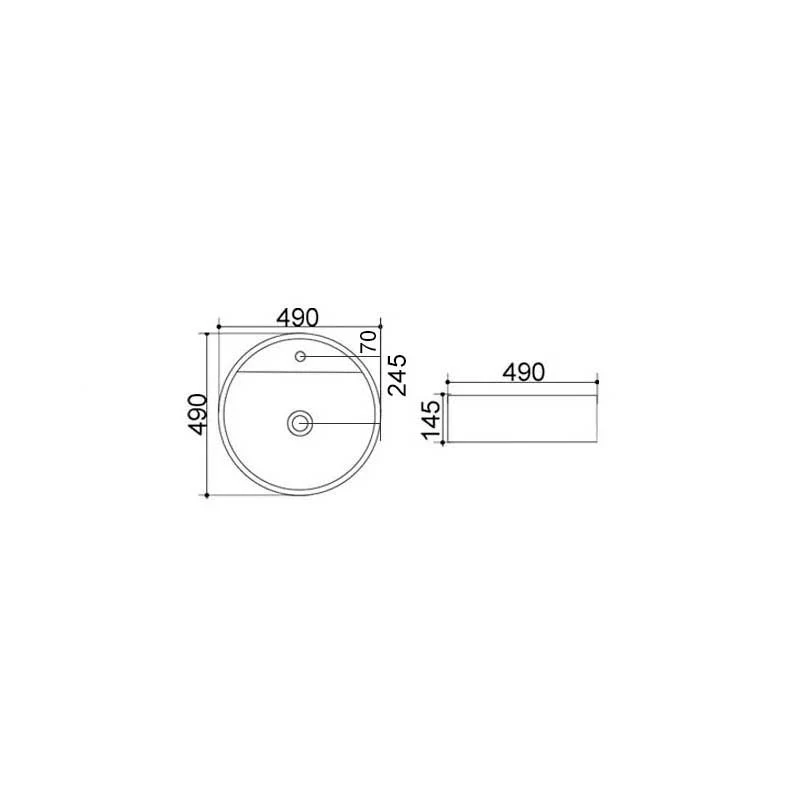 Round countertop washbasin melkwit ceramic diameter 49 cm overflow voor Tuinirrigatie