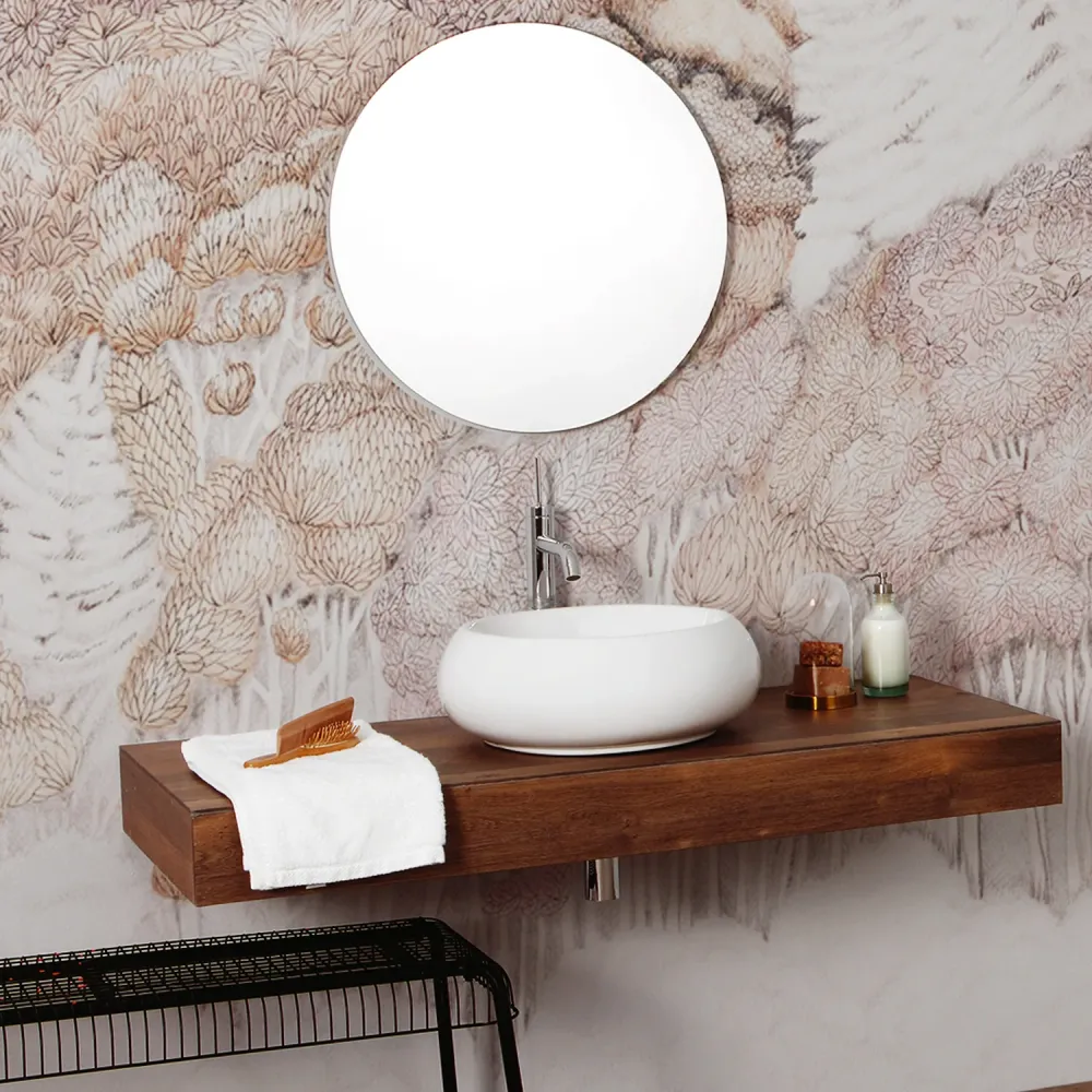 Round countertop washbasin without overflow Linpha Sanitary diameter cm 45 compatibel met Mosterdpompen