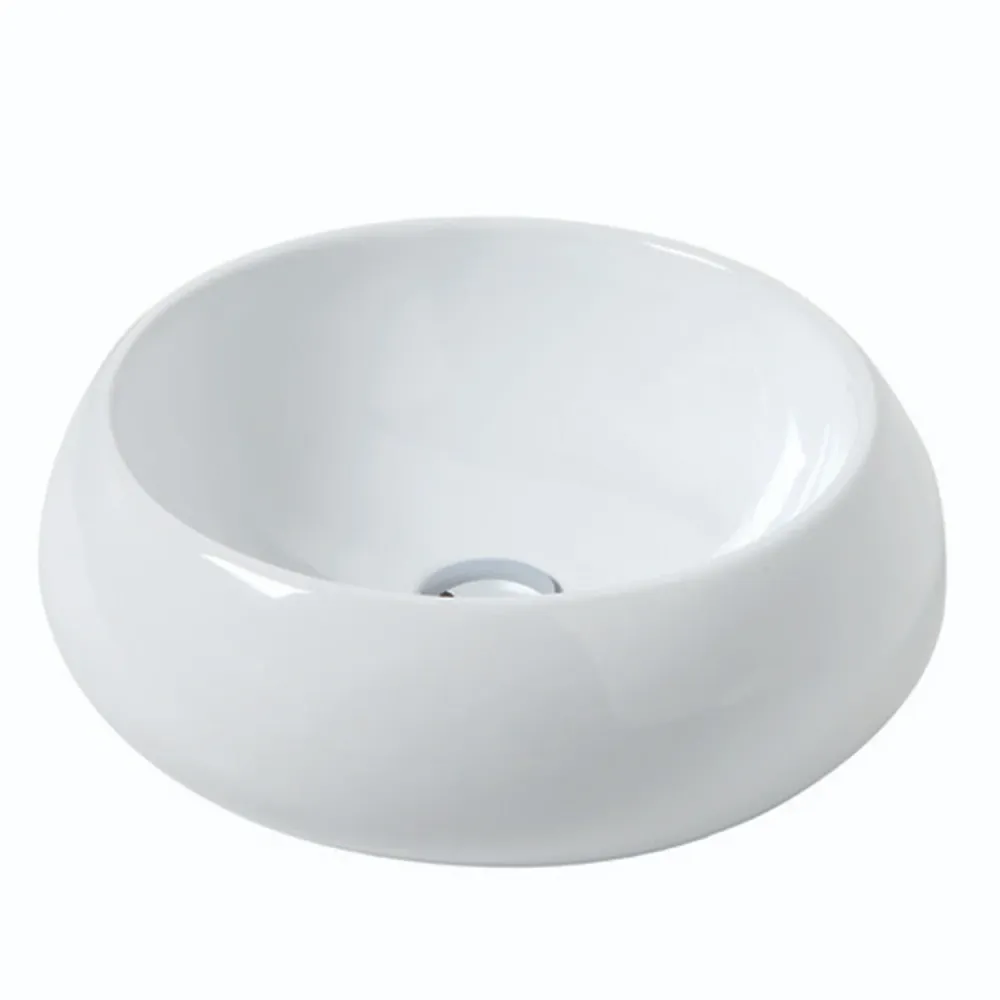 Round countertop washbasin without overflow Linpha Sanitary diameter cm 45 compatibel met Mosterdpompen