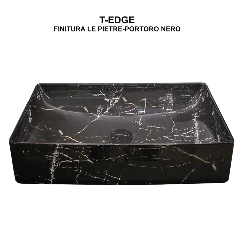 Black Portoro countertop sink Ceramica Globo Le Pietre 61x37 h.14 cm