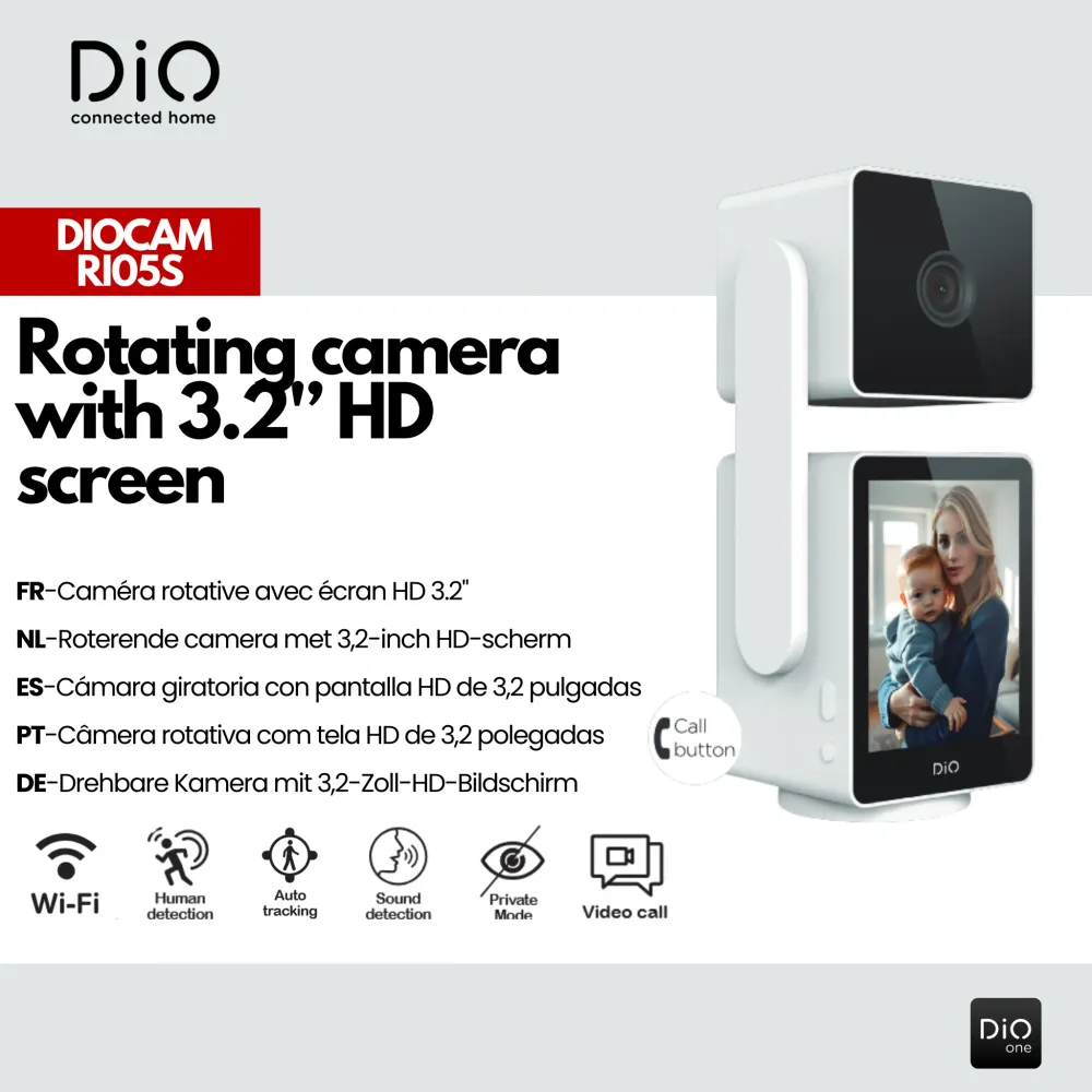 Indoor rotating Wi-Fi camera 1920x1080p privacy mode met rollen | Soepel lopen