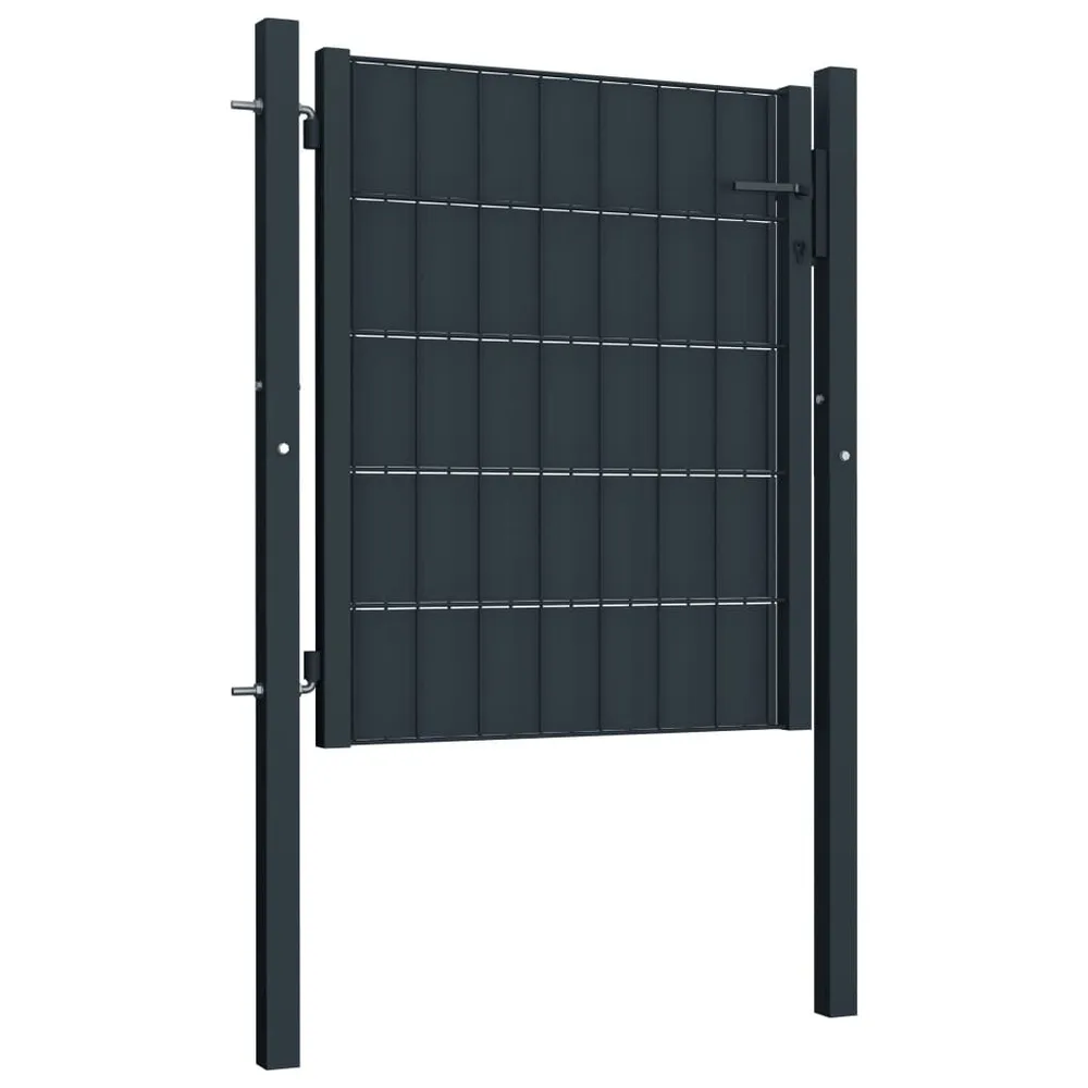 Professionele Kwaliteit Poort 100x101 cm VINYL en staal antracietkleurig