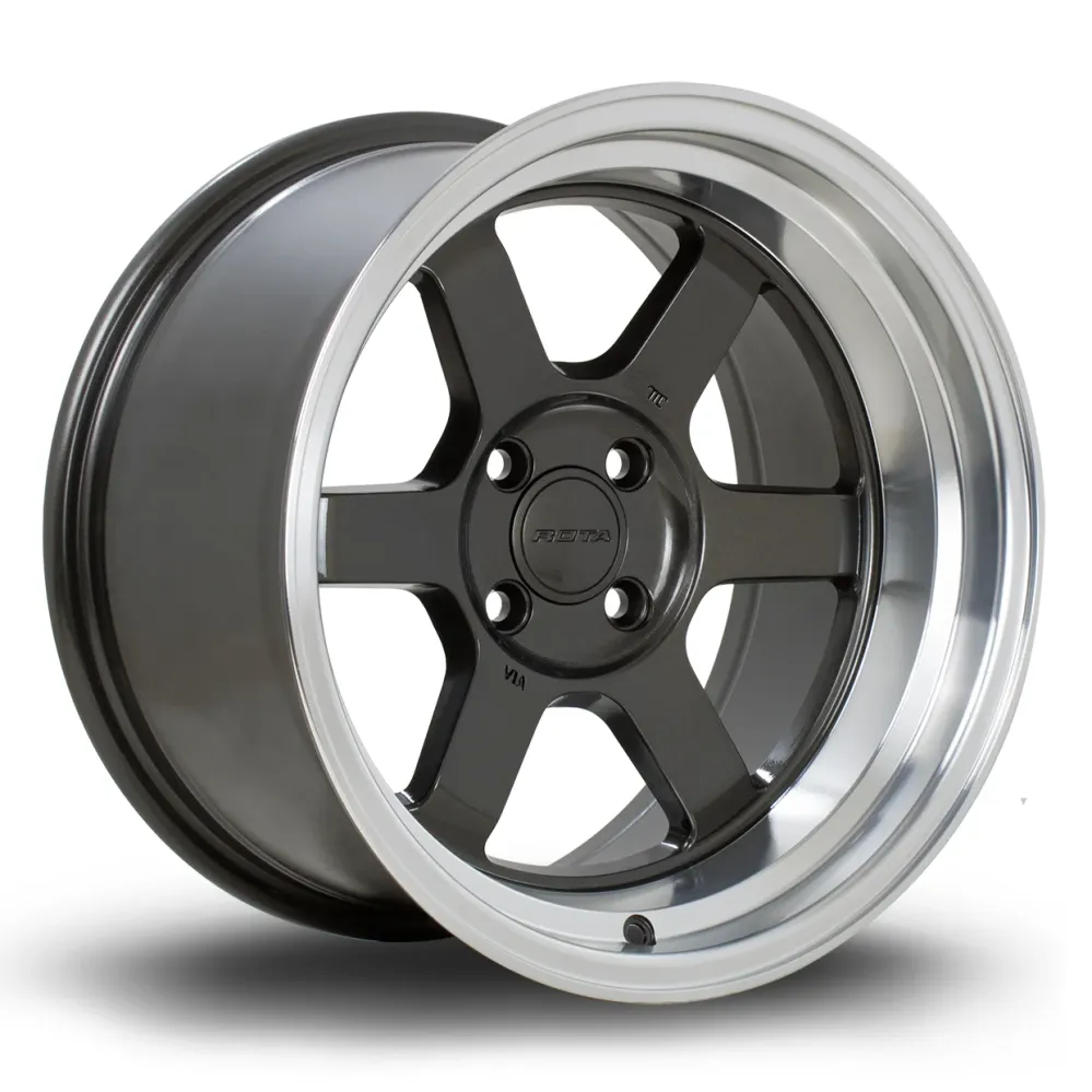 Rota Grid V 15x9" 4x100 ET0, Gunmetal, Glanzend Lip