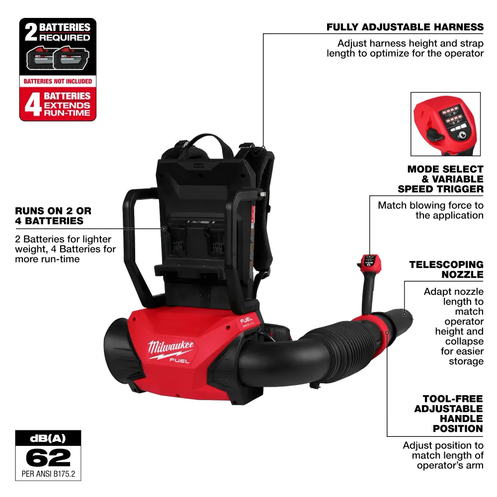 MILWAUKEE M18 FUEL™ Dubbel Battery Backpack Blower (Tool Only)