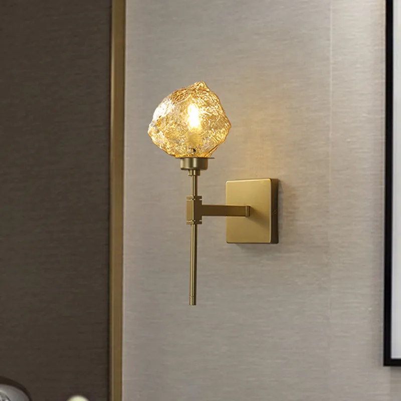 Ice Block Living Room Wall Light Sconce Traditional Van metaal 1 Head Smoke Gray/Amber Wall Lighting Fixture | Voldoet aan...