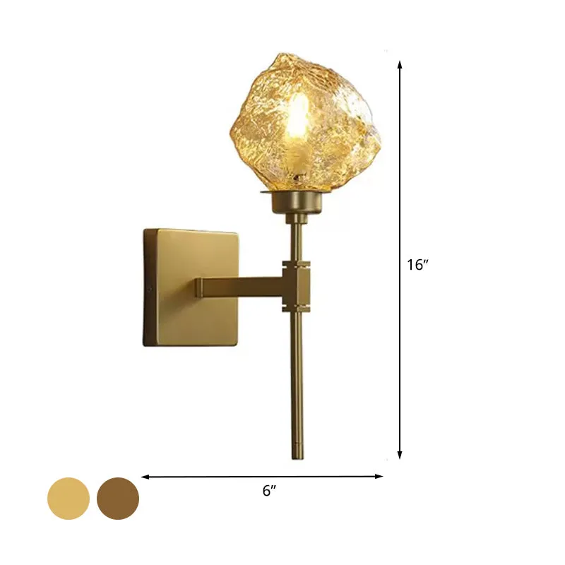 Ice Block Living Room Wall Light Sconce Traditional Van metaal 1 Head Smoke Gray/Amber Wall Lighting Fixture | Voldoet aan...