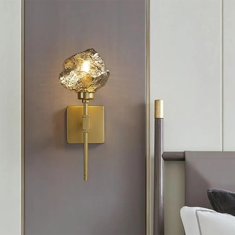 Ice Block Living Room Wall Light Sconce Traditional Van metaal 1 Head Smoke Gray/Amber Wall Lighting Fixture | Voldoet aan...