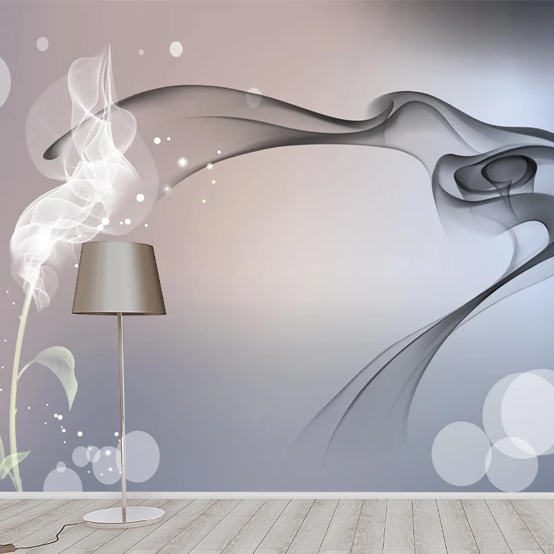 Professionele Kwaliteit Contemporary Smoke and Bubble Mural Grey and Zeeblauw Home Decoration Wall Covering, Made to Measu...