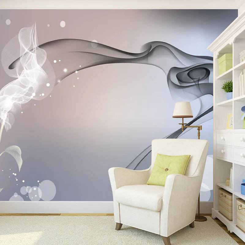 Professionele Kwaliteit Contemporary Smoke and Bubble Mural Grey and Zeeblauw Home Decoration Wall Covering, Made to Measu...