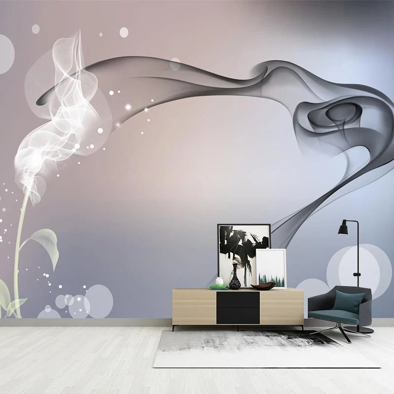Professionele Kwaliteit Contemporary Smoke and Bubble Mural Grey and Zeeblauw Home Decoration Wall Covering, Made to Measu...