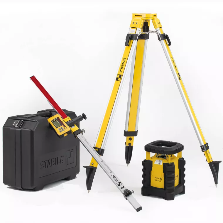 360-Graden Roterende STABILA LAR 300 Rotary Laser Set w/ Tripod & Grade Rod
