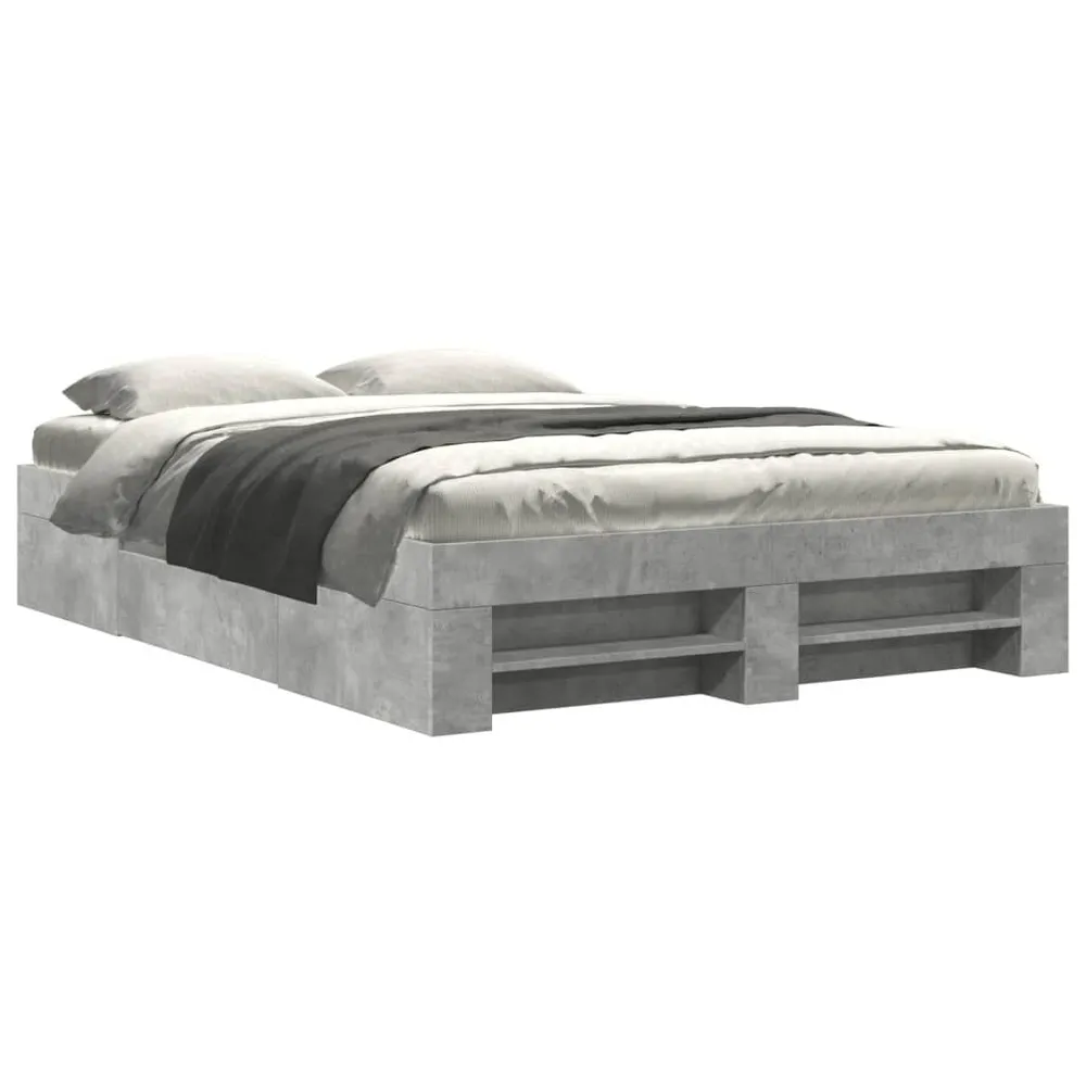 Bedframe bewerkt hout betongrijs 140x190 cm