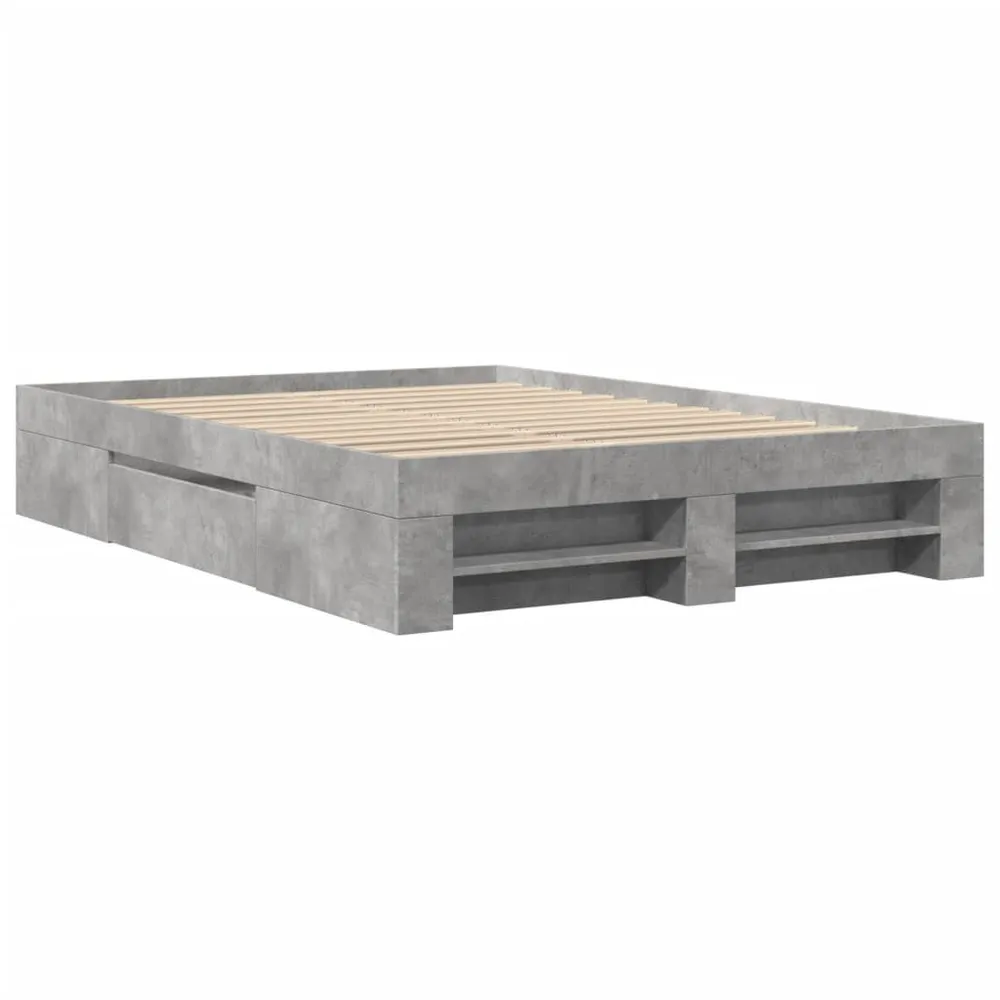 Bedframe bewerkt hout betongrijs 140x190 cm