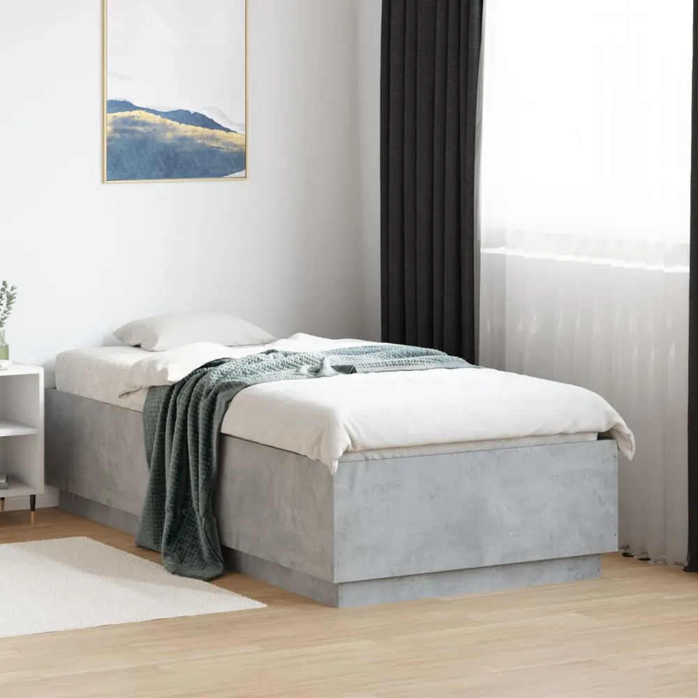 Bedframe bewerkt hout betongrijs 75x190 cm